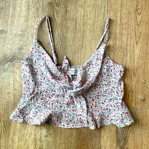 Dress Forum Floral Tie Front Crop Top M Cottagecore Peplum Tank Y2K